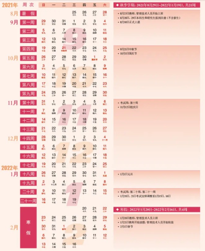 2022中山大学什么时候放寒假