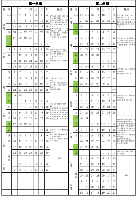 广东白云学院寒假什么时候放